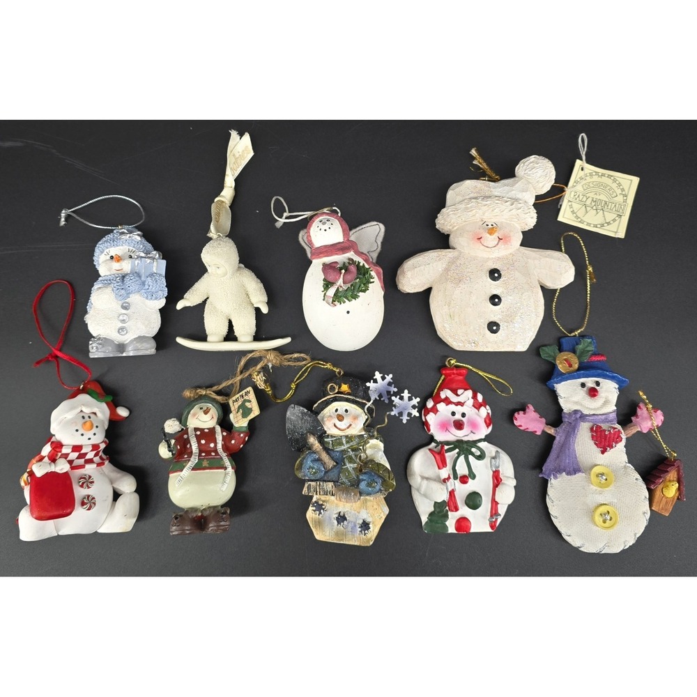 Lot of 9 Vintage Snowman Ornaments Christmas Holidays Winter Decor‎ Figurines
